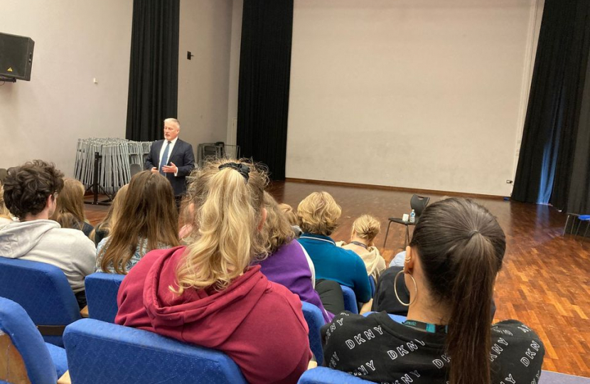 Richard talking to Y12 students at Sharnbrook Academy