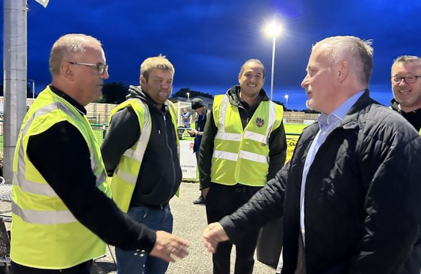 Richard meeting volunteers at Stotfold FC