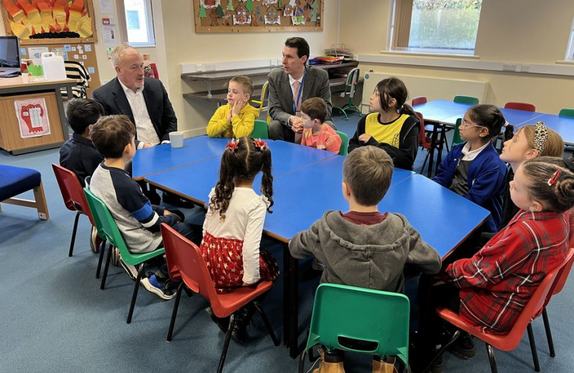 Richard speaking with the School Council at Oakley Primary Academy