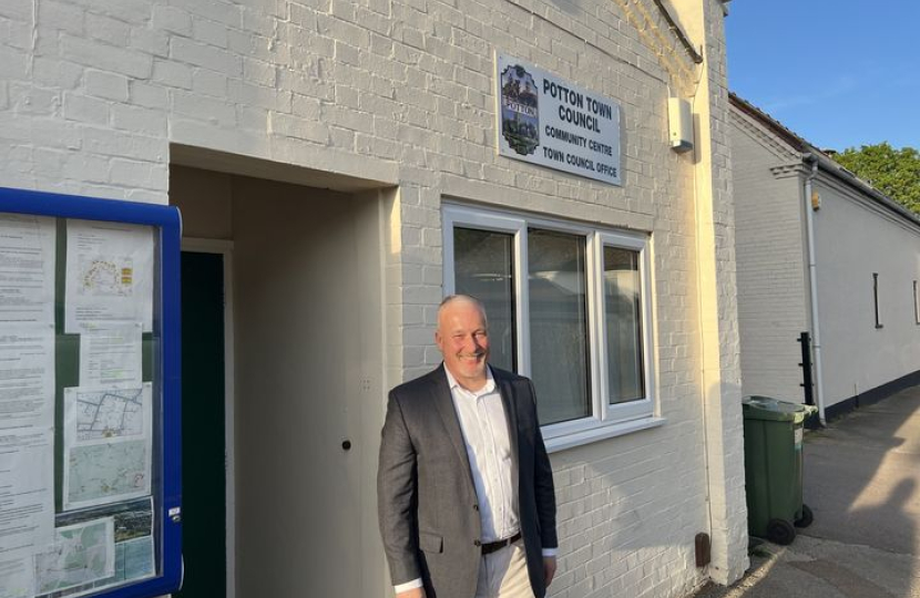 Richard outside Potton Community Centre