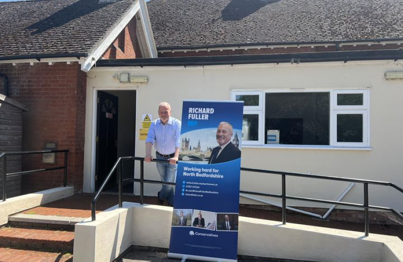 Richard standing outside Old Warden Village Hall