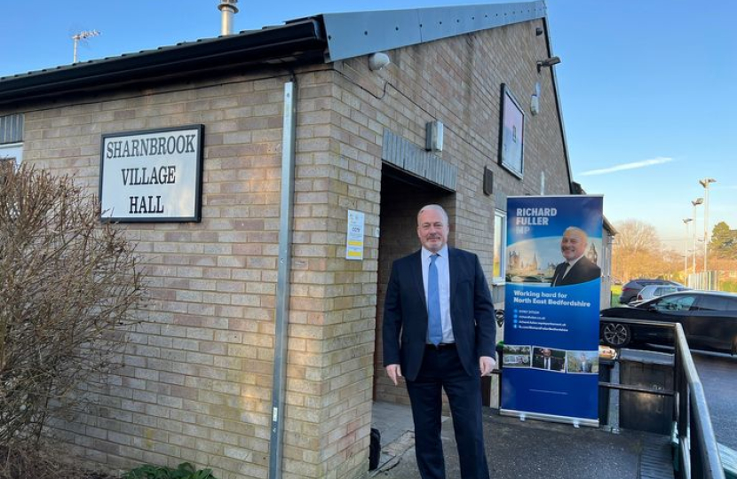 Richard outside Sharnbrook Village Hall