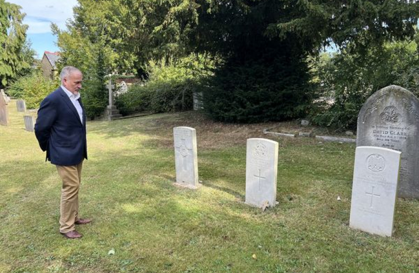 Richard paying his respects at the war graves in Biggleswade Cemetery