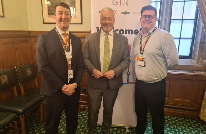 Richard in Parliament with Chris Fowler, Network Operations Director and Phil Hutchinson, Head of Strategic Planning at GTR.