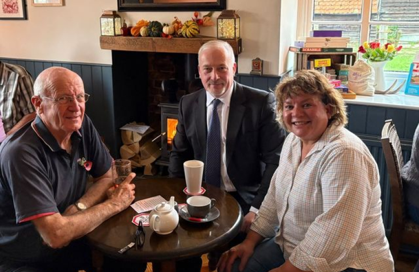 Richard with Cllr Nicky Gribble and Peter Norris discussing EWR