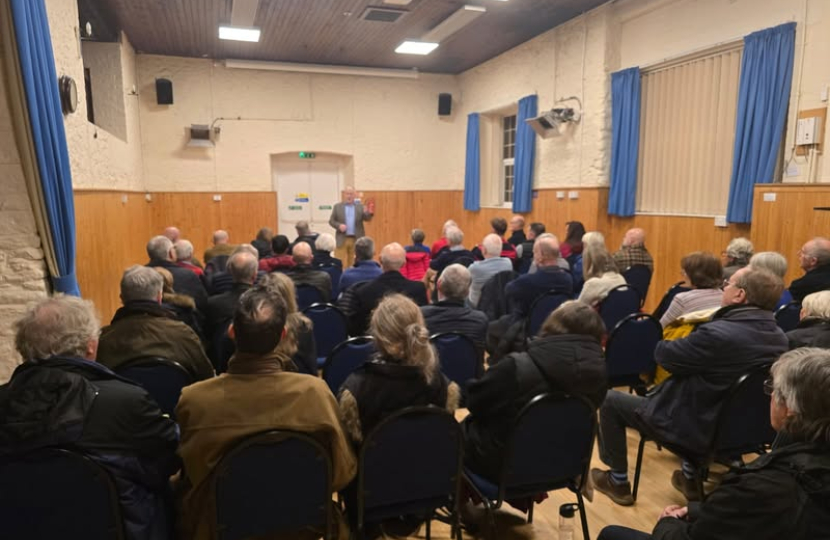 Richard Fuller addressing the Biddenham town hall meeting