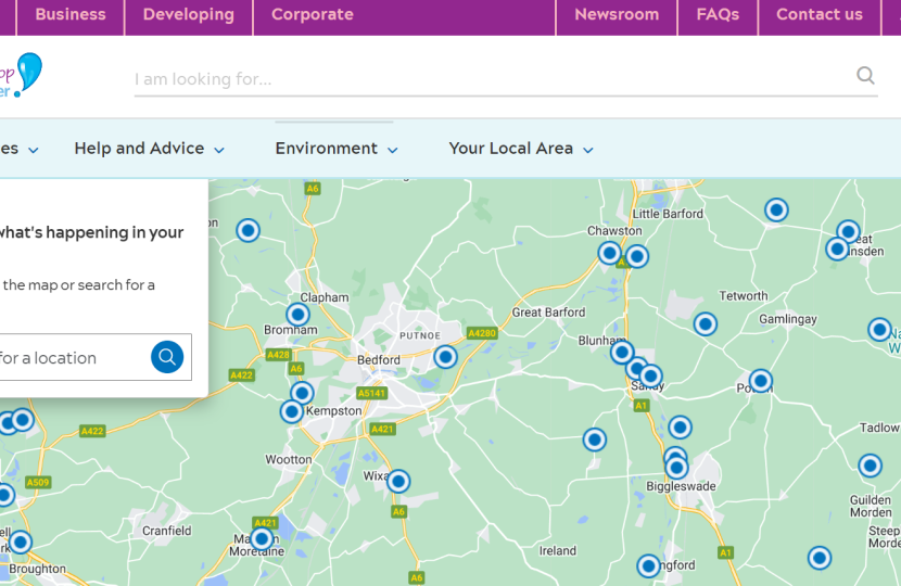 screenshot of Anglian Water's maps