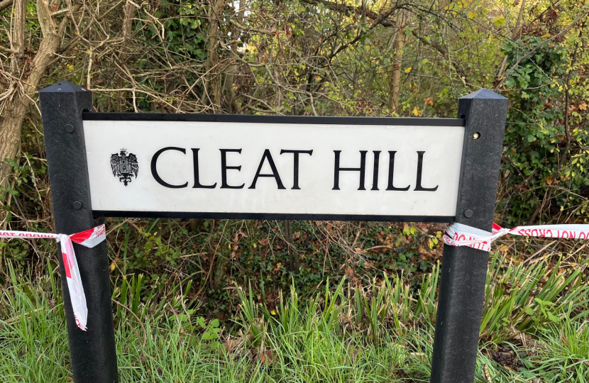 Image of Cleat Hill road sign