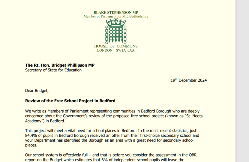 Image of letter to Bridget Phillipson