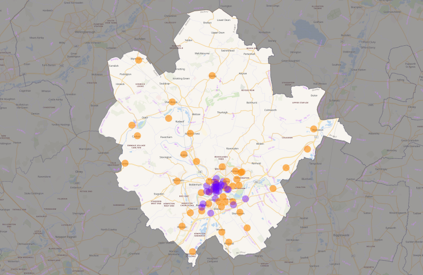 Bedford Borough Levi Fund Chargepoint Proposals Map