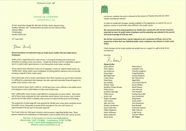 Letter to Cabinet Office on Trade Union Facility Time in the Public Sector