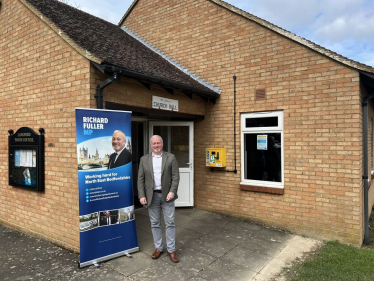 Richard outside St Andrew's Church Hall in Langford