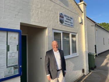 Richard outside Potton Community Centre