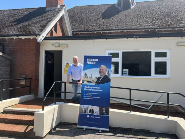 Richard standing outside Old Warden Village Hall