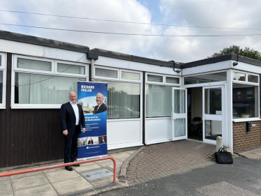 Richard outside Clapham Village Hall for drop-in surgery in Sep 24