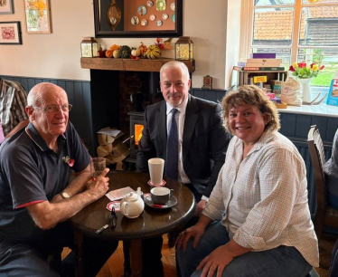 Richard with Cllr Nicky Gribble and Peter Norris discussing EWR