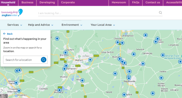 screenshot of Anglian Water's maps