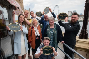 Countryside Alliance Award Winners from 2023 on the House of Commons Terrace holding their Plaques